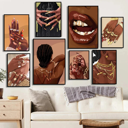 Black Women Canvas Art - Modern Home Decor (Unframed)