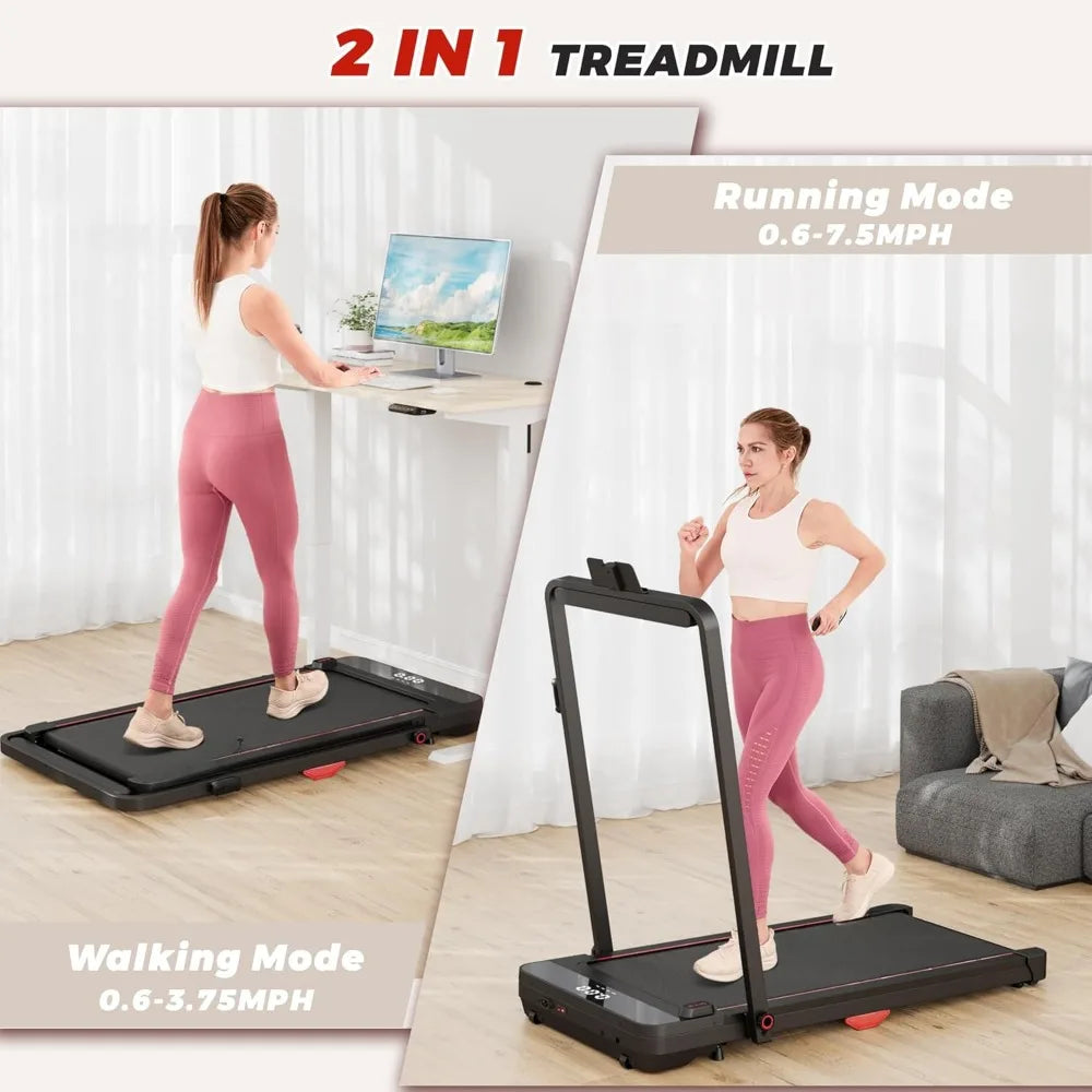 2 in 1 Portable Treadmill - Top Speed 7.5 mph